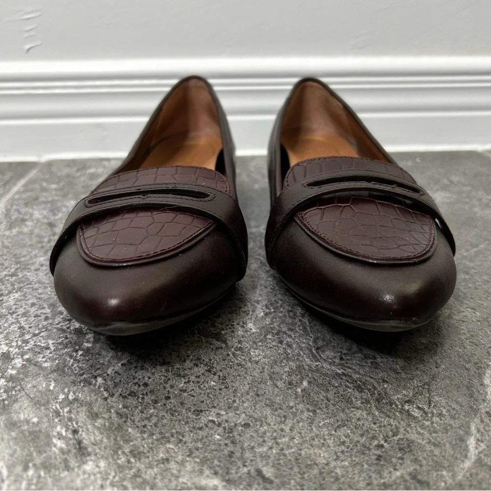 Vionic Burgundy Pointed Toe Penny Loafers Savannah Size 7 Fall Academia Autumn - Picture 4 of 16